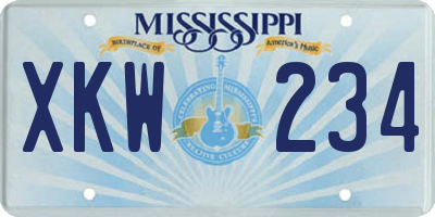 MS license plate XKW234