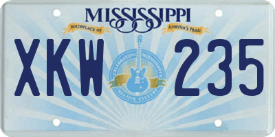 MS license plate XKW235