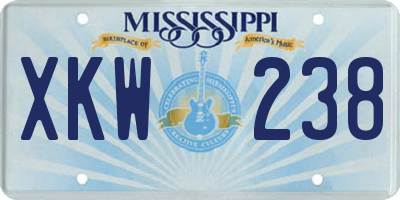 MS license plate XKW238