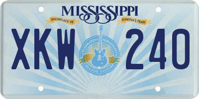 MS license plate XKW240
