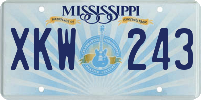 MS license plate XKW243