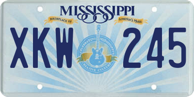 MS license plate XKW245