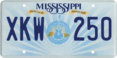MS license plate XKW250