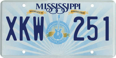 MS license plate XKW251