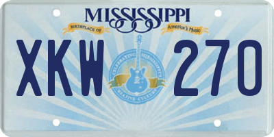 MS license plate XKW270