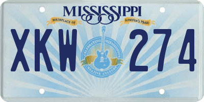 MS license plate XKW274