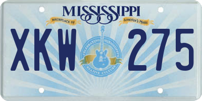 MS license plate XKW275