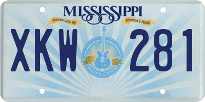 MS license plate XKW281