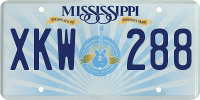 MS license plate XKW288