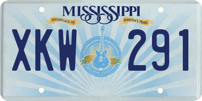 MS license plate XKW291