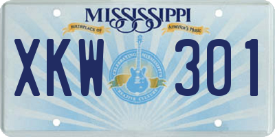MS license plate XKW301