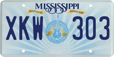 MS license plate XKW303