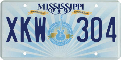 MS license plate XKW304