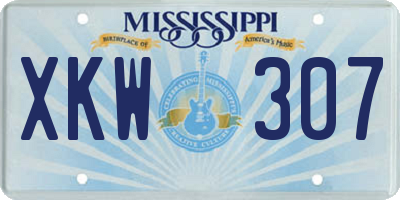 MS license plate XKW307