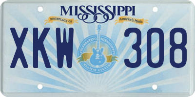 MS license plate XKW308