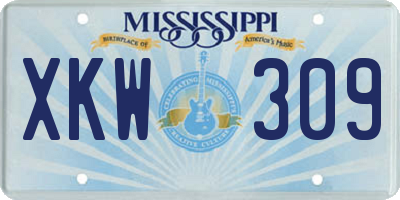 MS license plate XKW309