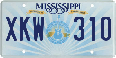 MS license plate XKW310