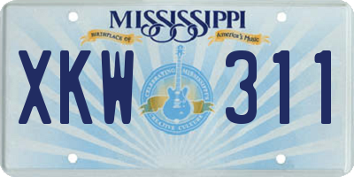 MS license plate XKW311