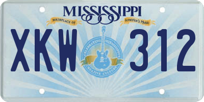 MS license plate XKW312
