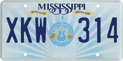 MS license plate XKW314