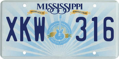 MS license plate XKW316