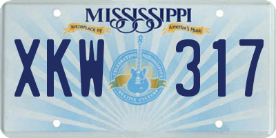 MS license plate XKW317