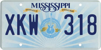 MS license plate XKW318