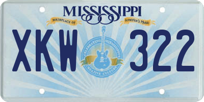 MS license plate XKW322