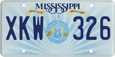 MS license plate XKW326