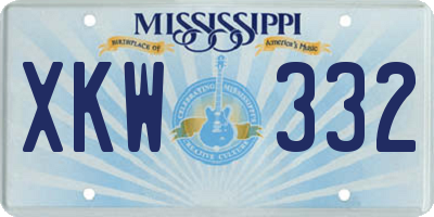 MS license plate XKW332