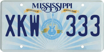 MS license plate XKW333