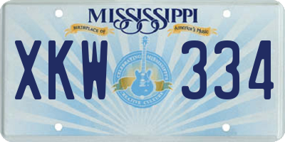 MS license plate XKW334