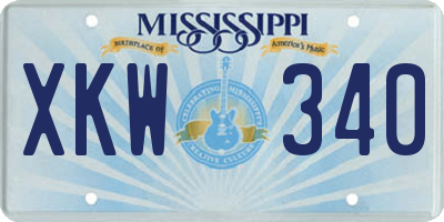 MS license plate XKW340