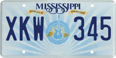 MS license plate XKW345