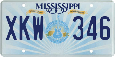 MS license plate XKW346