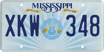 MS license plate XKW348
