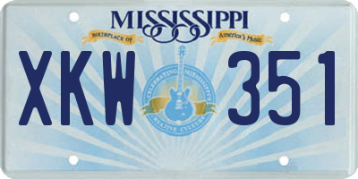 MS license plate XKW351