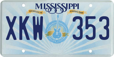 MS license plate XKW353