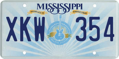 MS license plate XKW354