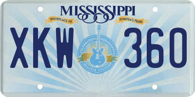 MS license plate XKW360