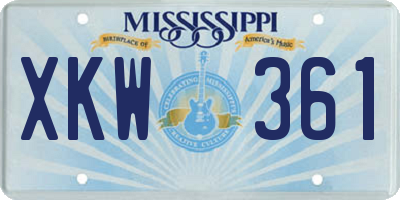 MS license plate XKW361