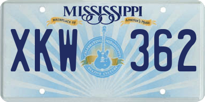 MS license plate XKW362