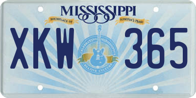 MS license plate XKW365