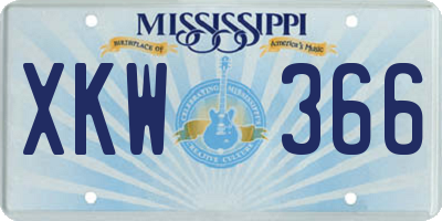 MS license plate XKW366