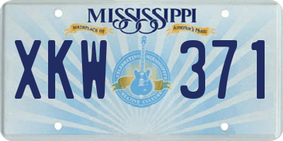 MS license plate XKW371