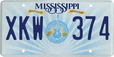 MS license plate XKW374