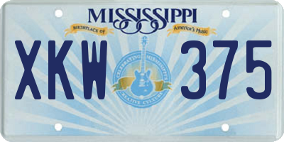 MS license plate XKW375