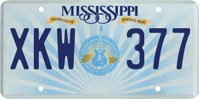 MS license plate XKW377