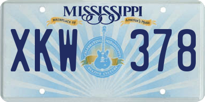 MS license plate XKW378