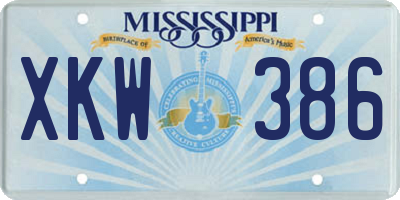 MS license plate XKW386